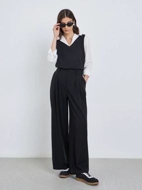 Take Two Women Black High Rise Trousers