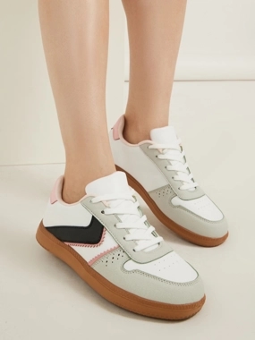 Styli Contrast Panel Lace Up Sneakers