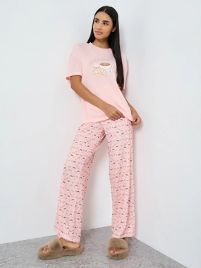 Styli Unwind Coffee Graphic Print Drop Shoulder T-Shirt and Pyjama Set