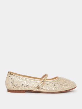 Styli Gold Sequin Ballerina Flats