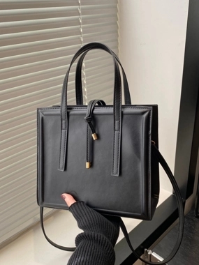 Take Two Black Shoulder Bag with Zip Closure