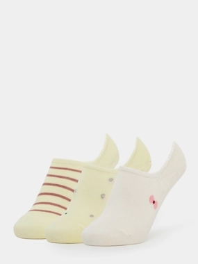 Styli Pack of 3 - Floral and Bow Print No Show Socks