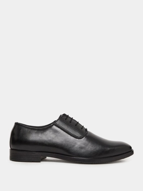 Styli Men Black Leather Oxford Shoes