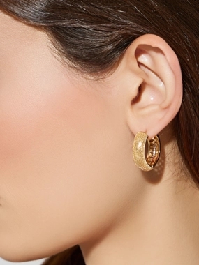 Styli Golden Textured Hoop Earrings