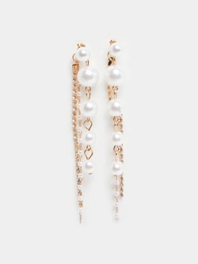 Styli Gold Tone Pearl Dangle Earrings