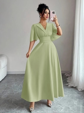 Take Two Women'S Solid Color V-Neck Dress