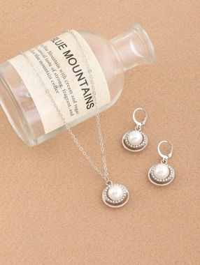 Take Two Pack of 3 - Silver Tone Pearls and Rhinestone Embellished Necklace and Earrings