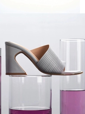 Heel Your Sole Striped Leather Block Heel Sandals
