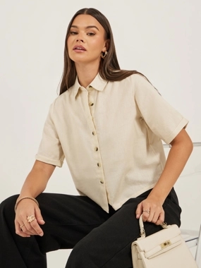 Styli Boxy Fit Solid Dropped Shoulder Shirt