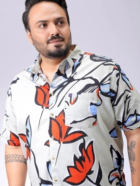 HardSoda Plus Men Green Regular Fit Tropical Print Shirt