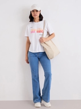 Styli Slogan Print Round Neck 100% Cotton T-Shirt