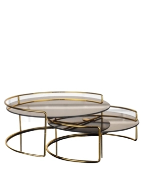 Zeyve 2-Step Serving Set Round, Gold 30x12cm
