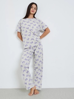 Styli Unwind Women Butterfly Print T-Shirt and Pyjama Set