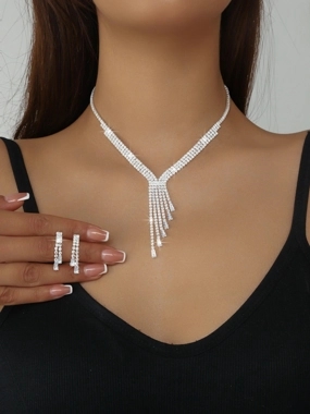 Take Two 2-Piece Embellished Tassel Necklace And Earrings Jewelry Set