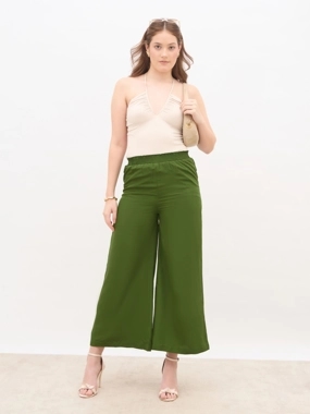 Styli Solid Wide Leg Culottes with Elastic Waist