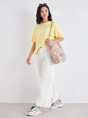 Styli Slogan Print Short Sleeve Oversized T-Shirt