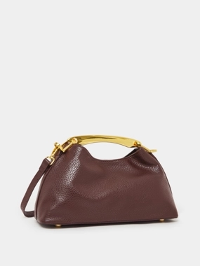 Styli Burgundy Leather Satchel with Gold Handle
