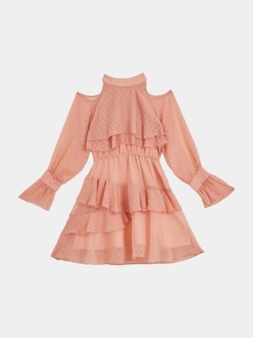 Styli Dobby Textured Ruffled Detail Knee-Length Dress