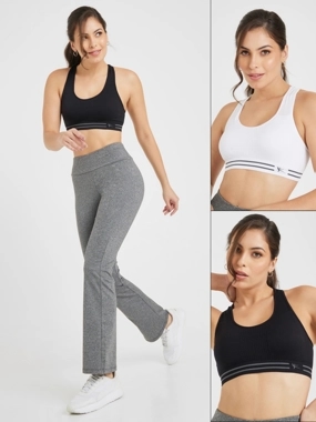 Styli Active Pack of 2 - Double Stripe Waist Strap Sports Bra