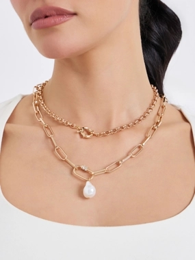 Styli Set of 2 - Faux Pearl Drop Necklace