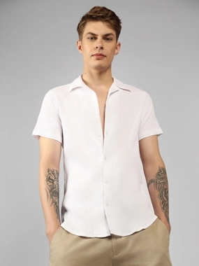 Dennis Lingo Textured Relaxed Fit Spread Collar Shirt