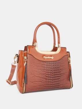 Take Two Croc Skin Dual Handles Handbag