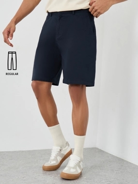 Styli Men Navy Blue Regular Twill Chino Shorts