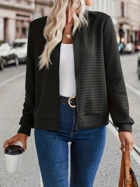 Take Two Women Textured Zip-Up Long Sleeve Jacket