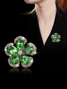 Take Two Rhinestone Flower Embellished Brooch