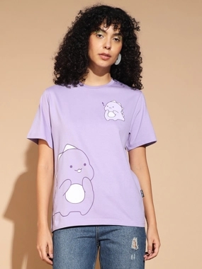The Dry State Women Purple Graphic Print Relaxed Fit T-Shirt