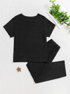 Take Two Lace Insert Short Sleeve Top and Pyjama Set