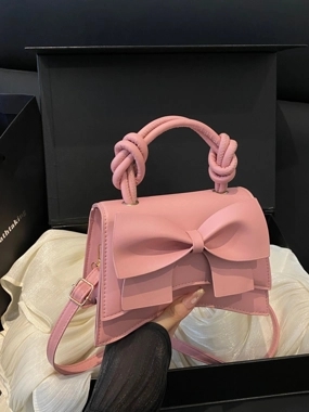 Take Two Pink Bow Handbag with Adjustable Strap