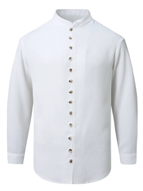 Take Two Men Texture Mandarin Collar Long Sleeve Shirt