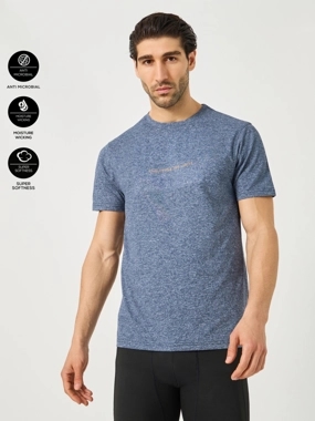 Styli Active Minimal Print Melange Knit Round Neck T-Shirt