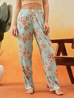 Clovia Floral Print Rayon Pyjama