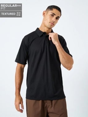 Styli Regular Tit Textured Polo with Button Placket