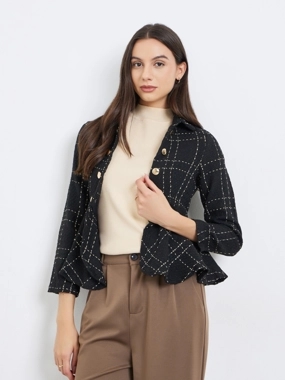 Take Two Black Tweed Buttoned Jacket
