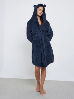 Styli Unwind Bear Ears Hooded Fleece Pocket Robe