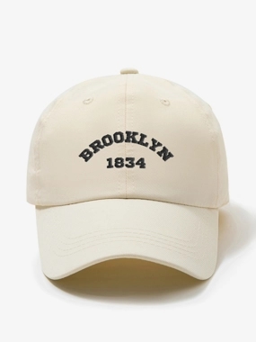 Take Two Beige Brooklyn Embroidered Baseball Cap