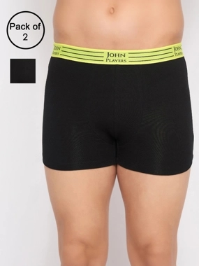 John Player Pack of 2 - Men Cotton Trunks with Striped Waistband