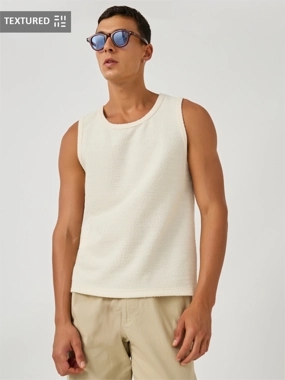 Styli Textured Crew Neck Regular Fit Tank T-Shirt