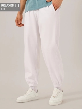 Styli Men White Solid Joggers