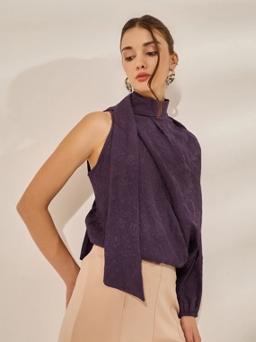 Styli Limited Purple One Sleeve Asymmetric Top