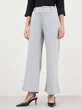 Styli Women Grey Straight Leg Trousers