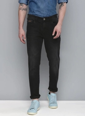 The Indian Garage Co Men Black Mid Rise Slim Fit Solid Jeans
