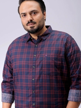 HardSoda Plus Men Navy Regular Fit Checkered Casual Shirt