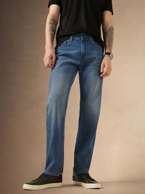 Dennis Lingo Mid Rise Straight Fit Faded Jeans