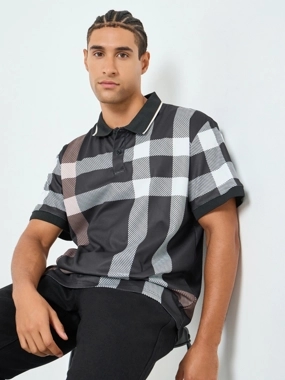 Take Two Men Checked Short Sleeve Polo