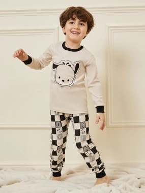 Styli Graphic Print T-Shirt and Checked Pyjama Set