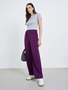 Styli Women Purple Wide Leg Pants